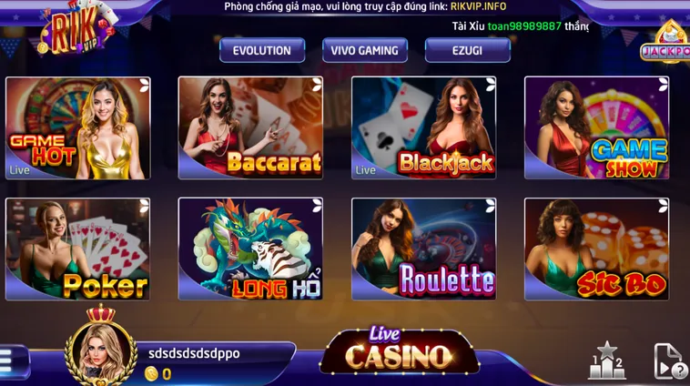 Danh Mục Trò Chơi Tại Sảnh LiveStream Casino RikVip Đỉnh Cao Giải Trí Trực Tuyến Với Trải Nghiệm Chân Thực