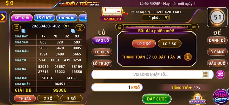 Lô Đề Siêu Tốc Tại RikVip Trải Nghiệm Quay Số Đẳng Cấp Với Kết Quả Nhanh